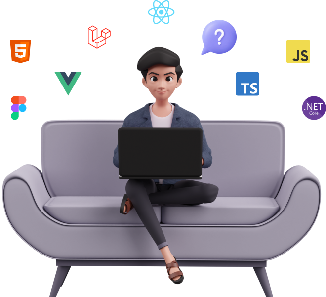 FAQ boy with logos